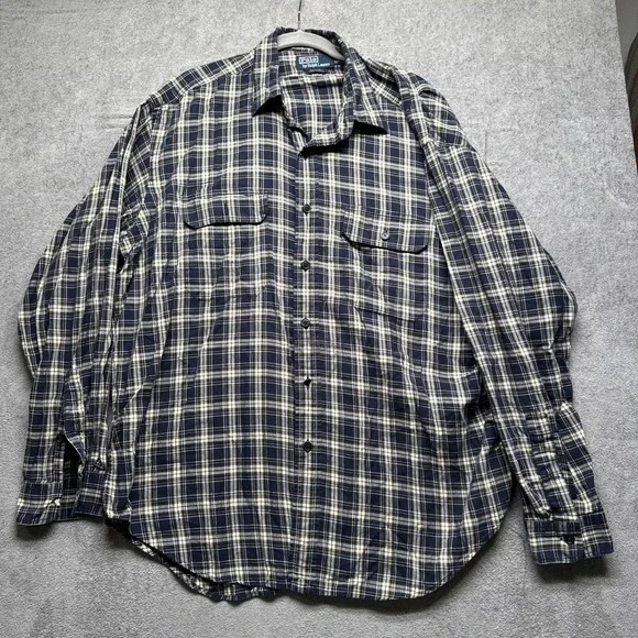 Polo Ralph Lauren G.I. Shirt XL Plaid Cotton Button Up Workwear Rugged Style - Picture 1 of 10